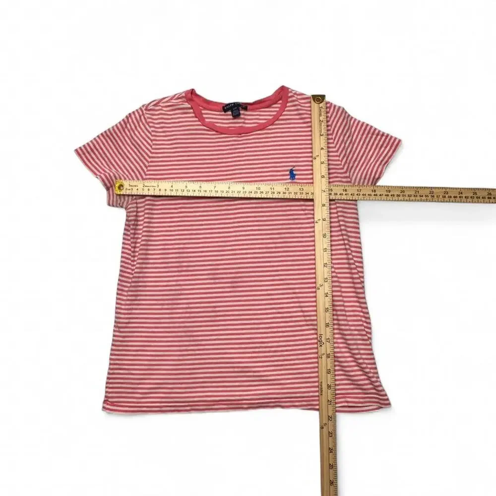 Polo Ralph Lauren Women’s Classy Classic Pink + White Striped Casual Size Large - Picture 3 of 5